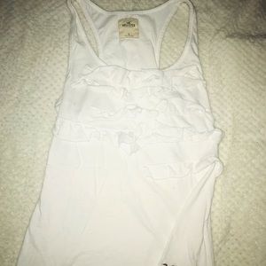 Hollister white cotton ruffle tank. Size Medium